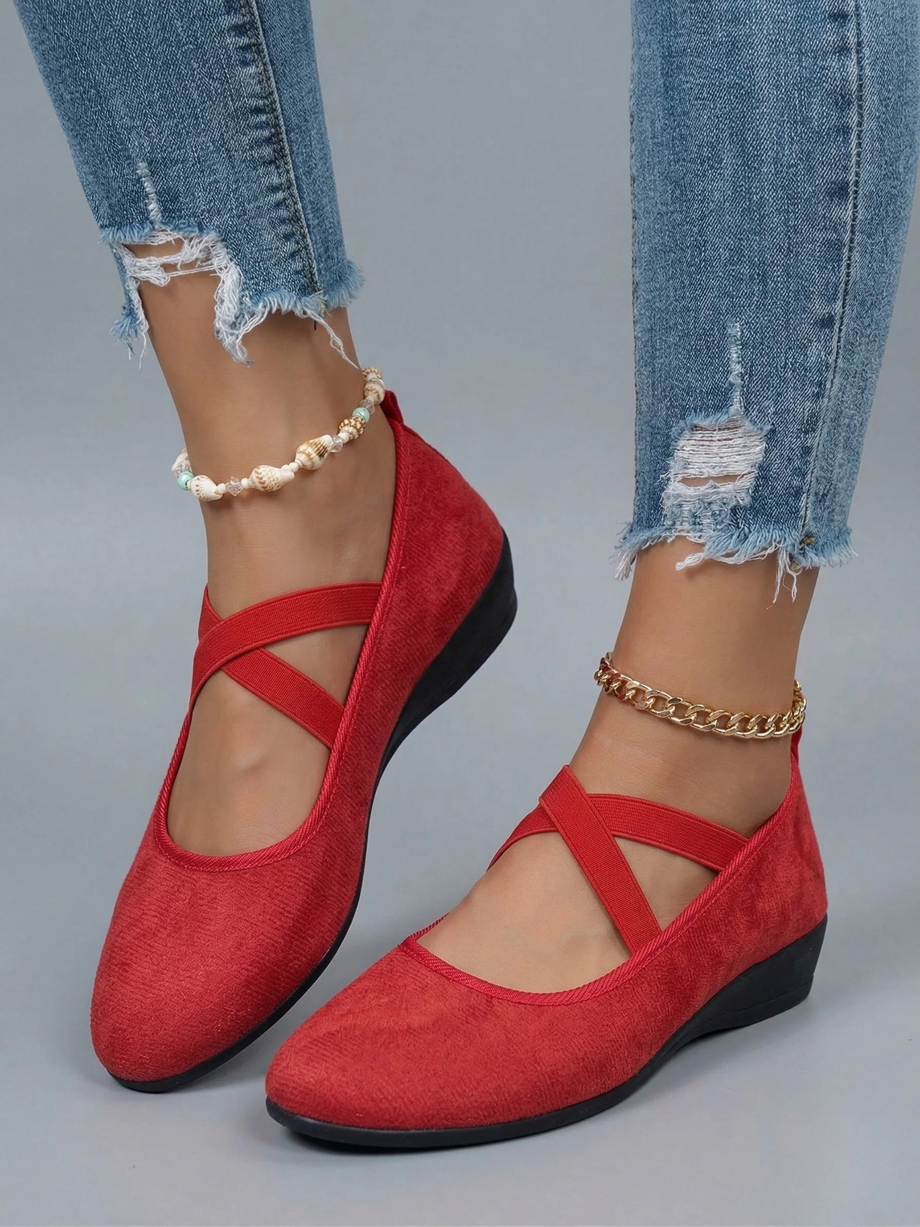The Comfort Wedge Shoe - Red